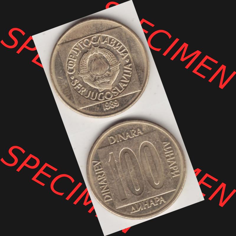 Münzen Jugoslawien Umlaufmünze 1988-1989, 100 Dinar 1989, Münzseiten Vertikal für Mobile-Geräte als Bildmaterial Sammlung