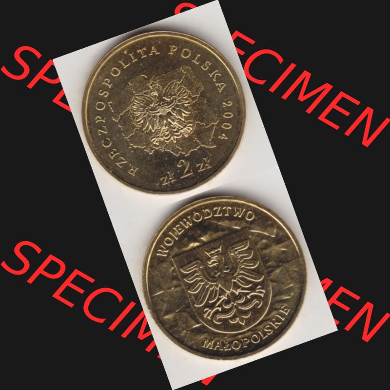 Münzen Polen Gedenkmünze 2004-2004, 2 Zloty, Woiwodschaft Kleinpolen, Münzseiten Vertikal für Mobile-Geräte als Bildmaterial Sammlung