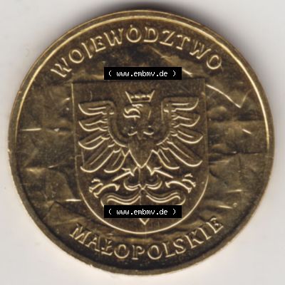 Münzen Polen Gedenkmünze 2004-2004, 2 Zloty, Woiwodschaft Kleinpolen, Bild mit Rückseite der Münze als Bildmaterial Sammlung