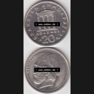 Münzen Griechenland Umlaufmünze 1984, 20 Apaxmee, Drachmen, Münzseiten Vertikal für Mobile-Geräte zum Download Sammlung