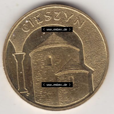 Münzen Polen Gedenkmünze 2005-2005, 2 Zloty, Historische Städte Polens - Cieszyn, Bild mit Rückseite der Münze als Bildmaterial Sammlung