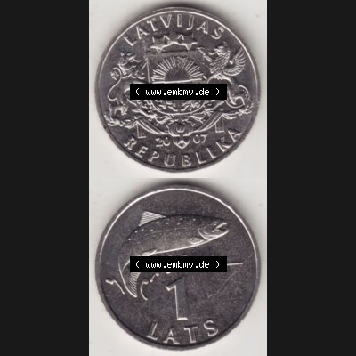 Münzen Lettland Umlaufmünze 1992-2008, 1 Lats 2007, Münzseiten Vertikal für Mobile-Geräte als Bildmaterial Sammlung