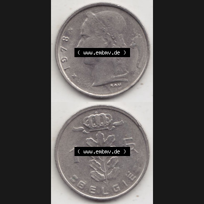 Münzen Belgien Umlaufmünze 1950-1988, 1 Francs-Franken 1978 Belgie. Vorderseite und Rückseite vertikal auf einen digitalen Bild der alten belgischen Francs Umlaufmünze... Sammlung