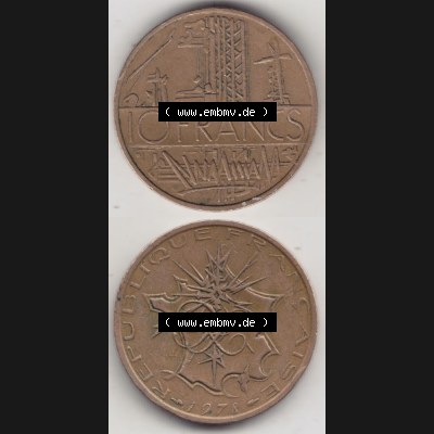 Münze Frankreich 1974-1987, 10 Franken-Francs 1978 I.. Vorderseite und Rückseite vertikal auf einen digitalen Bild der alten französischen Umlaufmünze aus Frankreich... Sammlung