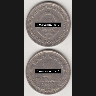 Münzen Jugoslawien Umlaufmünze 1965-1965, 1 Dinar 1965, Münzseiten Vertikal für Mobile-Geräte zum Download Sammlung