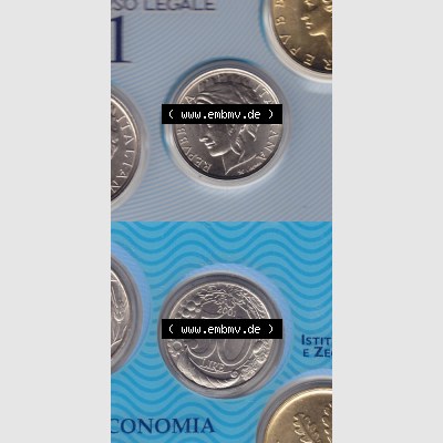 Münzen Italien Umlaufmünze 1996-2001, 50 Lira-Lire Vor Euro 2001. Vorderseite und Rückseite vertikal untereinander auf einen digitalen Bild der alten italienischen Münze... Sammlung