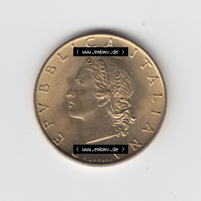 Münzen Italien Umlaufmünze 1956-2001, 20 Lira bzw. Lire 1991. Vorderseite der alten italienischen Münze aus Italien in der italienischen Lira-Währung zum katalogisieren... Sammlung