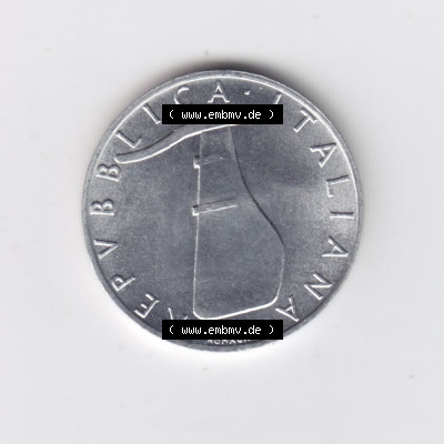 Münzen Italien Umlaufmünze 1951-2001, 5 Lira-Lire Schiffs-Ruder 1972. Vorderseite der alten italienischen Münze aus Italien in der italienischen Lira-Währung zum katalogisieren... Sammlung