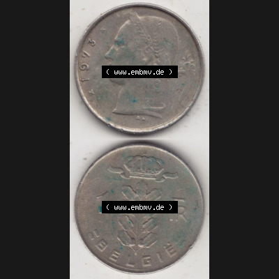 Münzen Belgien Umlaufmünze 1950-1988, 1 Francs-Franken 1973 Belgie. Vorderseite und Rückseite vertikal auf einen digitalen Bild der alten belgischen Francs Umlaufmünze... Sammlung