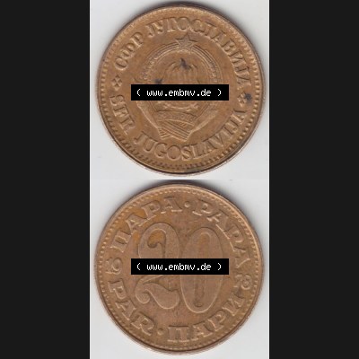 Münzen Jugoslawien Umlaufmünze 1965-1921, 20 Para, Par, Napa 1978, Münzseiten Vertikal für Mobile-Geräte zum Download Sammlung