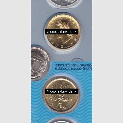 Münzen Italien Umlaufmünze 1956-2001, 20 Lira-Lire Kleinmünze 2001. Vorderseite und Rückseite vertikal untereinander auf einen digitalen Bild der alten italienischen Münze... Sammlung