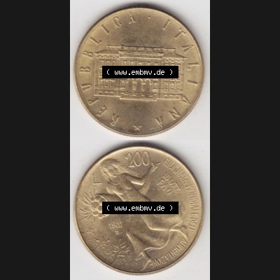 Münzen Italien Gedenkmünze 1981-1981, 200 Lire FAO - Welternährungstag. Vorderseite und Rückseite vertikal untereinander auf einen digitalen Bild der alten italienischen... Sammlung