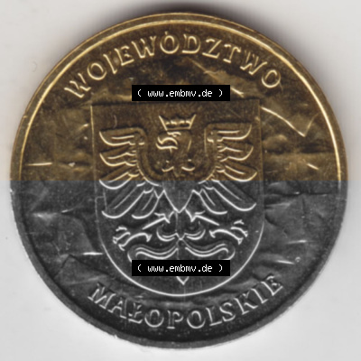 Münzen Polen Gedenkmünze 2004-2004, 2 Zloty, Woiwodschaft Kleinpolen, Bild mit Rückseite der Münze als Bildmaterial Sammlung
