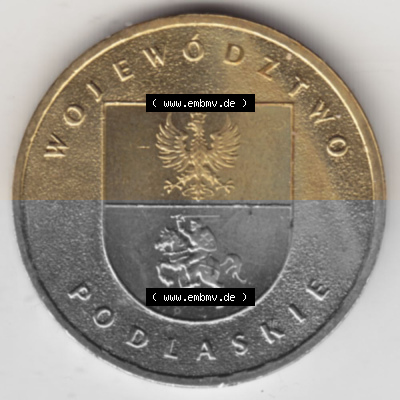 Münzen Polen Gedenkmünze 2004-2004, 2 Zloty Woiwodschaft Podlachien, Bild mit Rückseite der Münze als Bildmaterial Sammlung