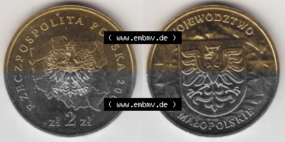 Münzen Polen Gedenkmünze 2004-2004, 2 Zloty, Woiwodschaft Kleinpolen, Bild mit Vollansicht als Bildmaterial Sammlung