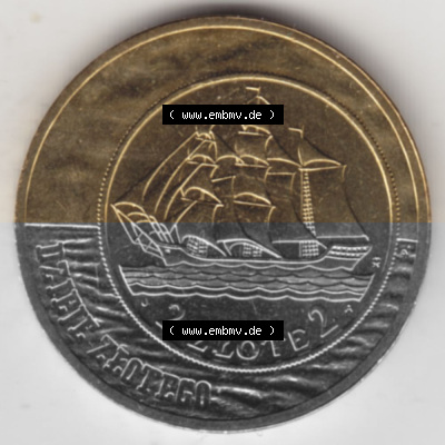 Münzen Polen Gedenkmünze 2005-2005, 2 Zloty, Segelschiff auf 2 Zloty und 5 Zloty der Ausgabe 1936, Bild mit Rückseite der Münze... Sammlung