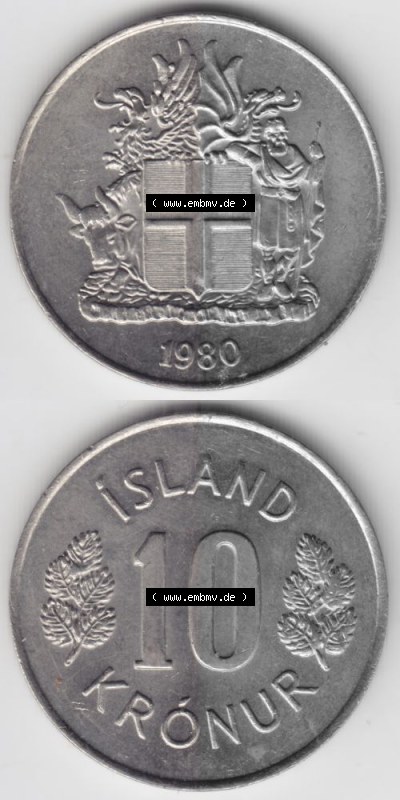 Umlaufmünze aus Island in Isländischen Kronen-Währung Sammlung