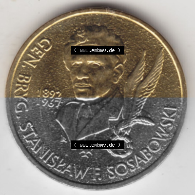 Münzen Polen Gedenkmünze 2004-2004, 2 Zloty, General Stanisław Sosabowski (1892-1967), Bild mit Rückseite der Münze als Bildmaterial Sammlung