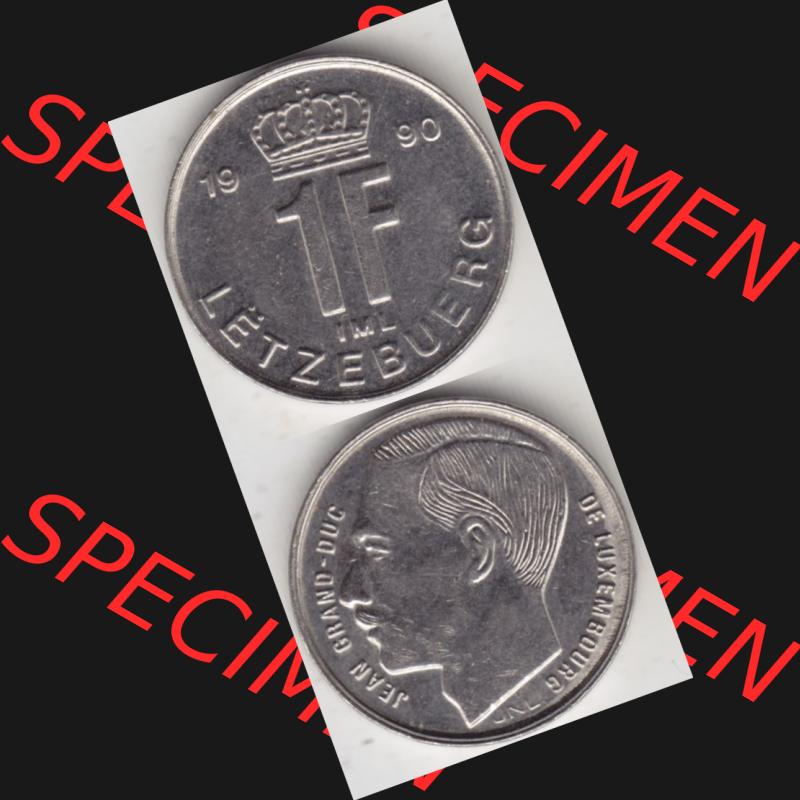 Münzen Luxemburg Umlaufmünze 1988-1995, 1 Franken - Francs 1990, Münzseiten Vertikal / Untereinander für Mobile-Geräte als Bildmaterial Sammlung
