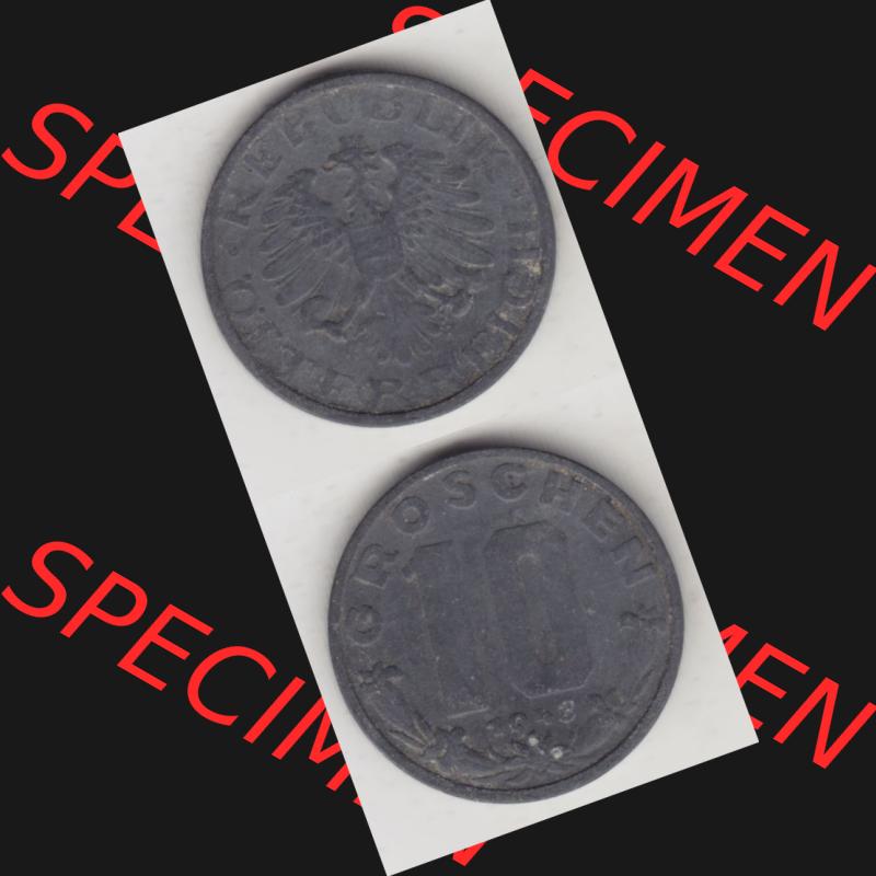 Münzen Österreich Umlaufmünze 1947-1949, 10 Groschen 1948 II., Münze aus Österreich mit Münzseiten Vertikal / Untereinander auf einen Bild für... Sammlung