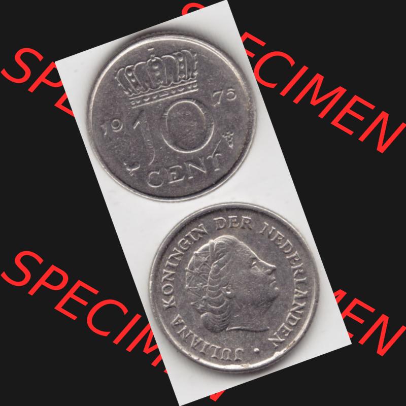 Münzen Niederlande Umlaufmünze 1950-1980, 10 Cent 1975, Münzseiten Vertikal / Untereinander für Mobile-Geräte als Bildmaterial Sammlung