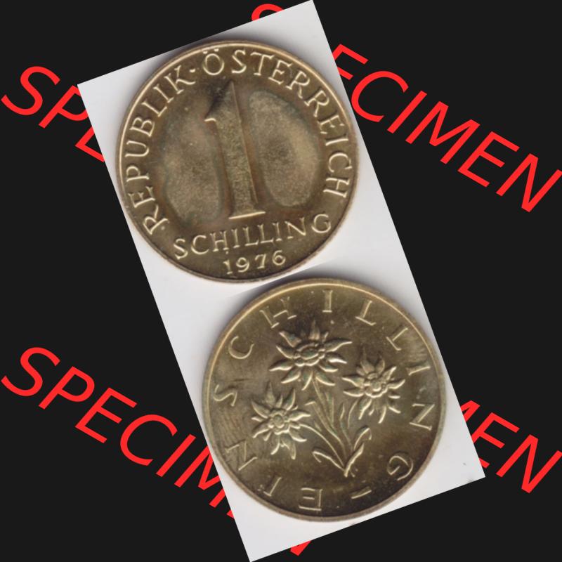 Münzen Österreich Umlaufmünze 1959-2001, 1 Schilling 1976, Münze aus Österreich mit Münzseiten Vertikal / Untereinander auf einen Bild für Mobile-Geräte... Sammlung