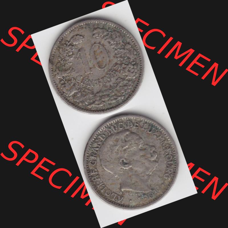 Münzen Luxemburg Umlaufmünze 1901-1901, 10 Centimes, Münzseiten Vertikal für Mobile-Geräte als Bildmaterial Sammlung