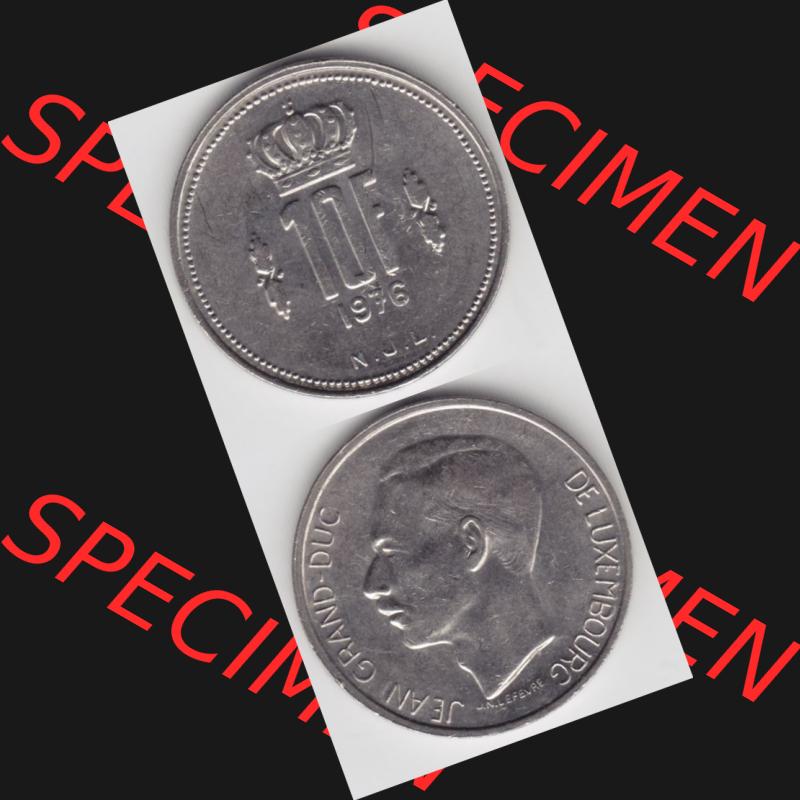 Münzen Luxemburg Umlaufmünze 1971-1980, 10 F, Francs, Franken 1976, Münzseiten Vertikal / Untereinander für Mobile-Geräte als Bildmaterial Sammlung