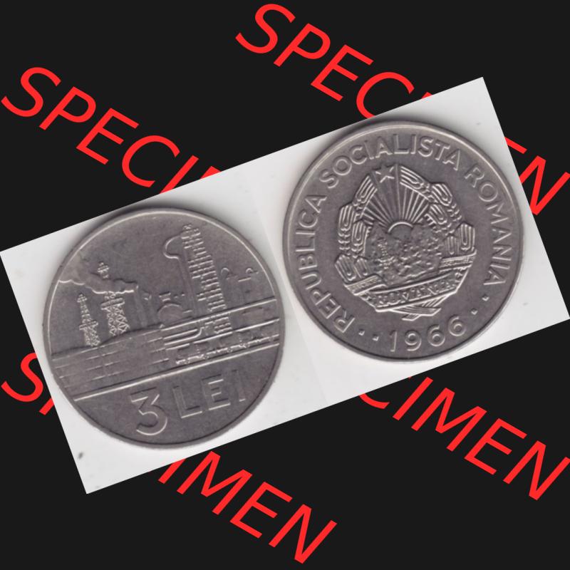 Münzen Rumänien Umlaufmünze 1966-1966, 3 Lei, Bild mit horizontaler Vollansicht als Bildmaterial Sammlung