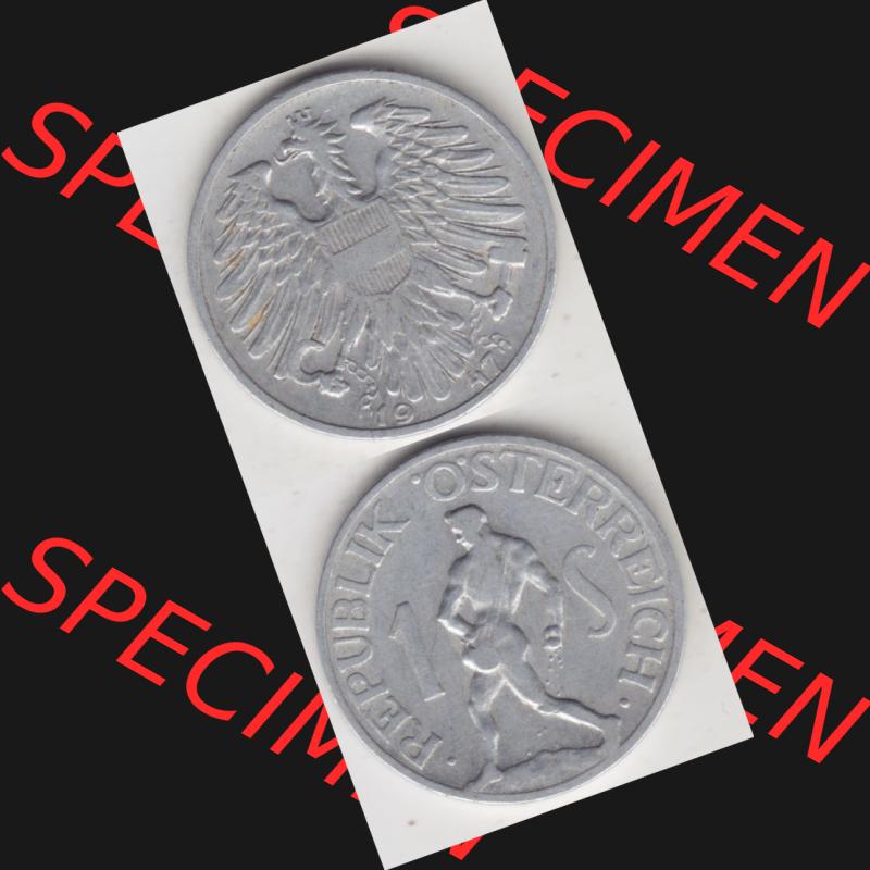 Münzen Österreich Umlaufmünze 1946-1957, 1 Schilling 1947 III., Münze aus Österreich mit Münzseiten Vertikal / Untereinander auf einen Bild für... Sammlung