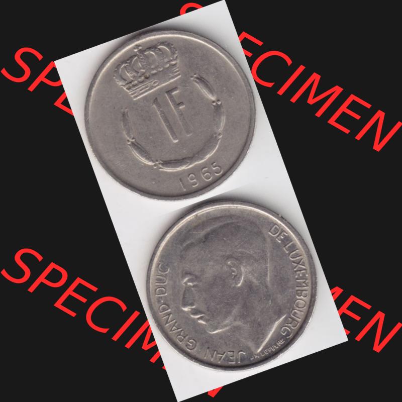 Münzen Luxemburg Umlaufmünze 1965-1984, 1 F, Franc, Franken 1965, Münzseiten Vertikal / Untereinander für Mobile-Geräte als Bildmaterial Sammlung