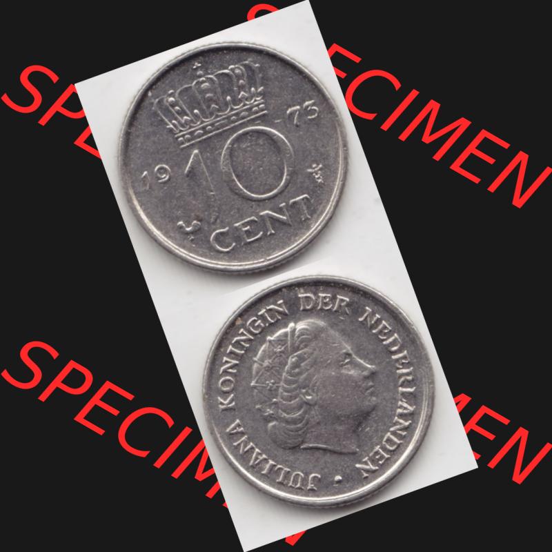 Münzen Niederlande Umlaufmünze 1950-1980, 10 Cent 1973, Münzseiten Vertikal / Untereinander für Mobile-Geräte als Bildmaterial Sammlung