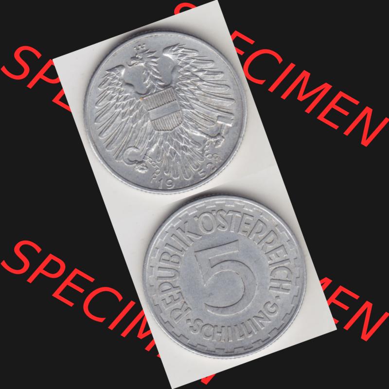 Münzen Österreich Umlaufmünze 1952-1957, 5 Schilling 1952 I., Münze aus Österreich mit Münzseiten Vertikal / Untereinander auf einen Bild für Mobile-Geräte... Sammlung