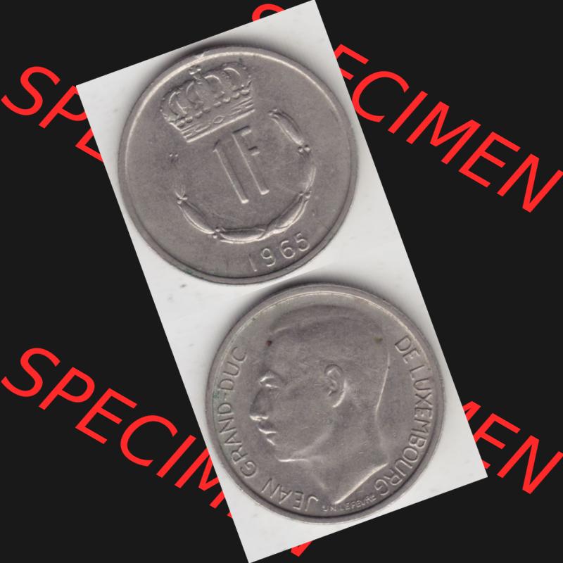 Münzen Luxemburg Umlaufmünze 1965-1984, 1 Franken - Francs 1965, Münzseiten Vertikal / Untereinander für Mobile-Geräte als Bildmaterial Sammlung
