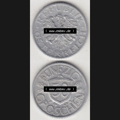 Münzen Österreich Umlaufmünze 1946-1955, 50 Groschen 1947 I., Münze aus Österreich mit Münzseiten Vertikal / Untereinander auf einen Bild für Mobile-Geräte... Sammlung