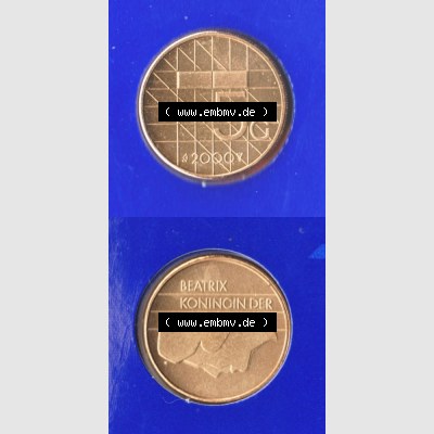 Münzen Niederlande Umlaufmünze 1987-2000, 5 Gulden 2000, Münze aus Offiziellen Münzensatz der Niederlande Münzseiten Vertikal / Untereinander für Mobile-Geräte... Sammlung