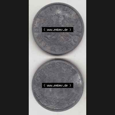 Münzen Österreich Umlaufmünze 1947-1949, 10 Groschen 1949 III., Münze aus Österreich mit Münzseiten Vertikal / Untereinander auf einen Bild für... Sammlung