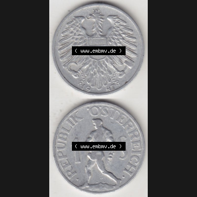 Münzen Österreich Umlaufmünze 1946-1957, 1 Schilling 1947 I., Münze aus Österreich mit Münzseiten Vertikal / Untereinander auf einen Bild für Mobile-Geräte... Sammlung
