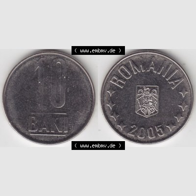 Münzen Rumänien Umlaufmünze 2005-2012, 10 Bani 2005, Bild mit horizontaler Vollansicht als Bildmaterial Sammlung