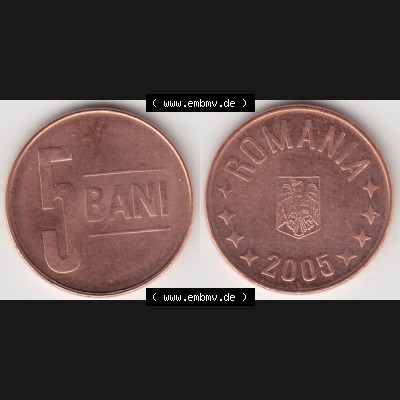 Münzen Rumänien Umlaufmünze 2005-2012, 5 Bani 2005, Bild mit horizontaler Vollansicht als Bildmaterial Sammlung