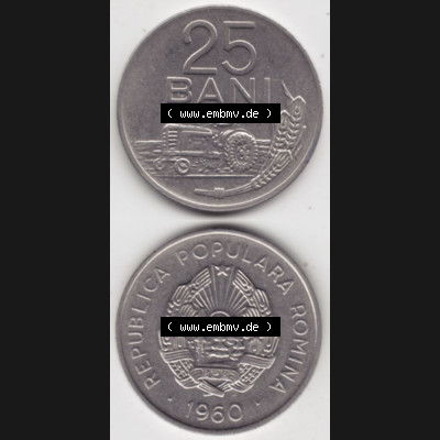 Münzen Rumänien Umlaufmünze 1960-1960, 25 Bani, Münzseiten Vertikal für Mobile-Geräte als Bildmaterial Sammlung