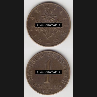 Münzen Österreich Umlaufmünze 1959-2001, 1 Schilling 1973, Münze aus Österreich mit Münzseiten Vertikal / Untereinander auf einen Bild für Mobile-Geräte... Sammlung
