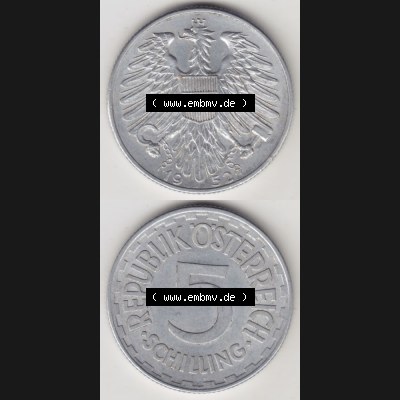 Münzen Österreich Umlaufmünze 1952-1957, 5 Schilling 1952 I., Münze aus Österreich mit Münzseiten Vertikal / Untereinander auf einen Bild für Mobile-Geräte... Sammlung