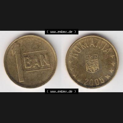 Münzen Rumänien Umlaufmünze 2005-2012, 1 Ban, Bani 2005, Bild mit horizontaler Vollansicht als Bildmaterial Sammlung