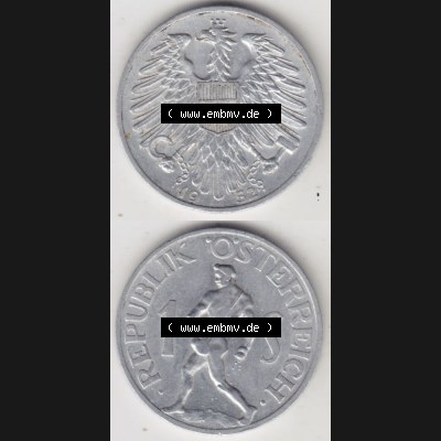 Münzen Österreich Umlaufmünze 1946-1957, 1 Schilling 1952, Münze aus Österreich mit Münzseiten Vertikal / Untereinander auf einen Bild für Mobile-Geräte... Sammlung