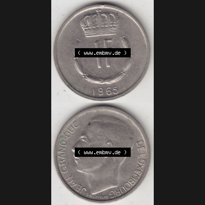 Münzen Luxemburg Umlaufmünze 1965-1984, 1 Franken - Francs 1965, Münzseiten Vertikal / Untereinander für Mobile-Geräte als Bildmaterial Sammlung