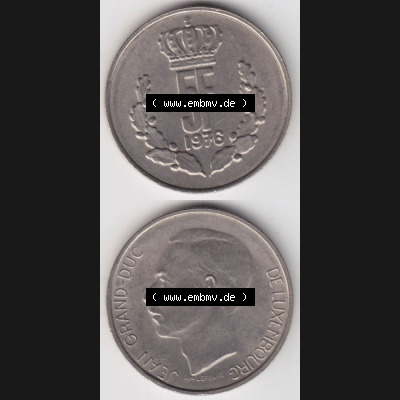 Münzen Luxemburg Umlaufmünze 1971-1981, 5 F, Francs, Franken 1976, Münzseiten Vertikal / Untereinander für Mobile-Geräte als Bildmaterial Sammlung