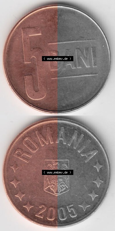 Münzen Rumänien Umlaufmünze 2005-2012, 5 Bani 2005, Münzseiten Vertikal für Mobile-Geräte als Bildmaterial Sammlung