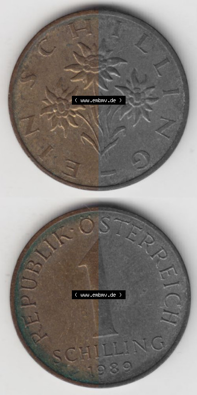 Münzen Österreich Umlaufmünze 1959-2001, 1 Schilling 1989, Münze aus Österreich -.-.- Sammlung