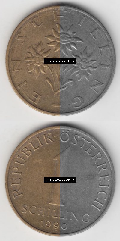 Münzen Österreich Umlaufmünze 1959-2001, 1 Schilling 1990, Münze aus Österreich -.-.- Sammlung